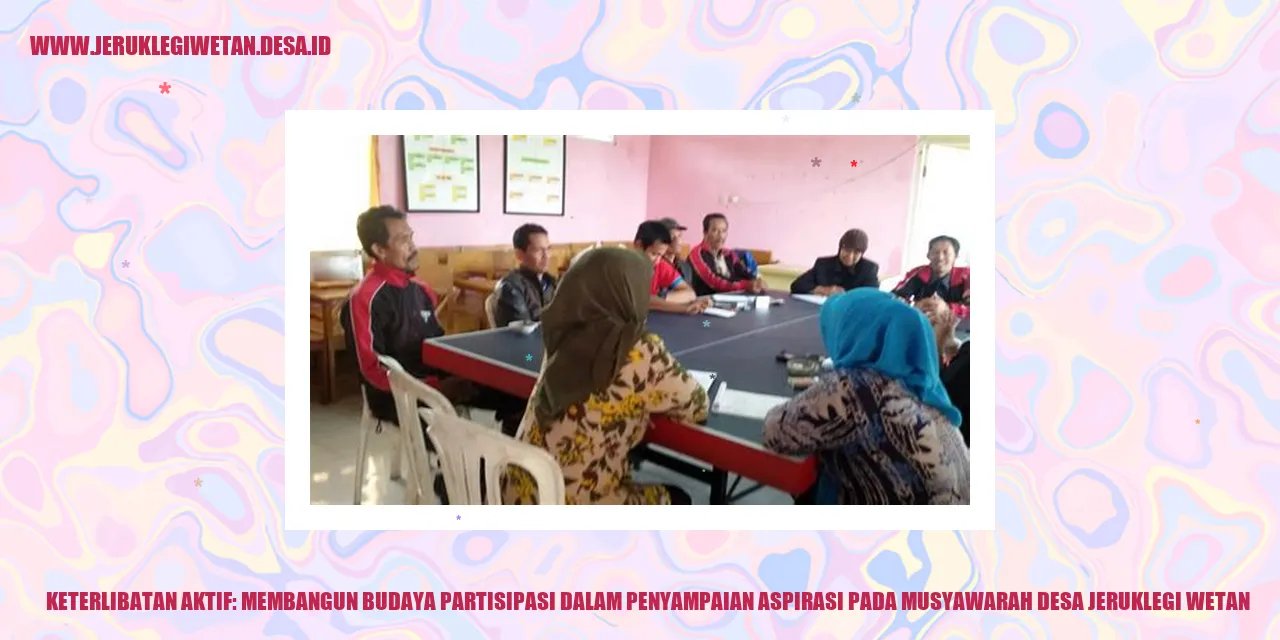 Keterlibatan Aktif: Membangun Budaya Partisipasi dalam Penyampaian Aspirasi pada Musyawarah Desa Jeruklegi Wetan
